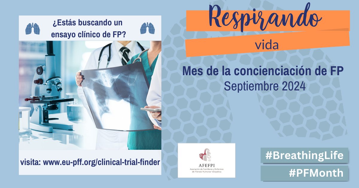 Localizado de  ensayos clínicos sobre
#FibrosisPulmonar 
shorturl.at/acorO - ¡una herramienta que permite a los pacientes con #FibrosisPulmonar filtrar los ensayos clínicos que se ajustan a su enfermedad en particular!
#PFMonth #BreathingLife #OxygenAccess