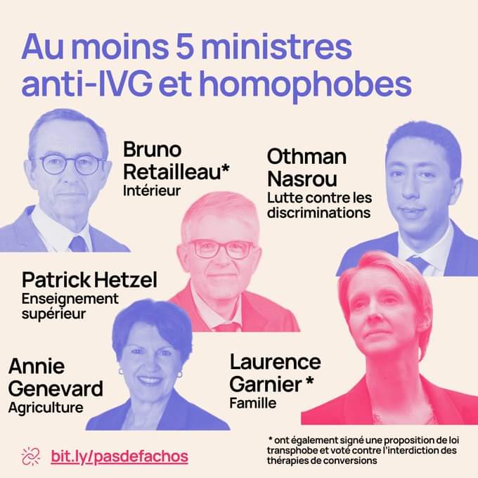 Jusqu'à la nausée 🤢 
Plus que jamais mobilisons-nous le 28 septembre pour le droit à l'avortement, le 1er octobre pour nos droits sociaux et des services publics de qualité et en nombre, le 12 octobre pour l'ExisTransInter. Le 20 novembre pour le Tdor (journée du souvenir