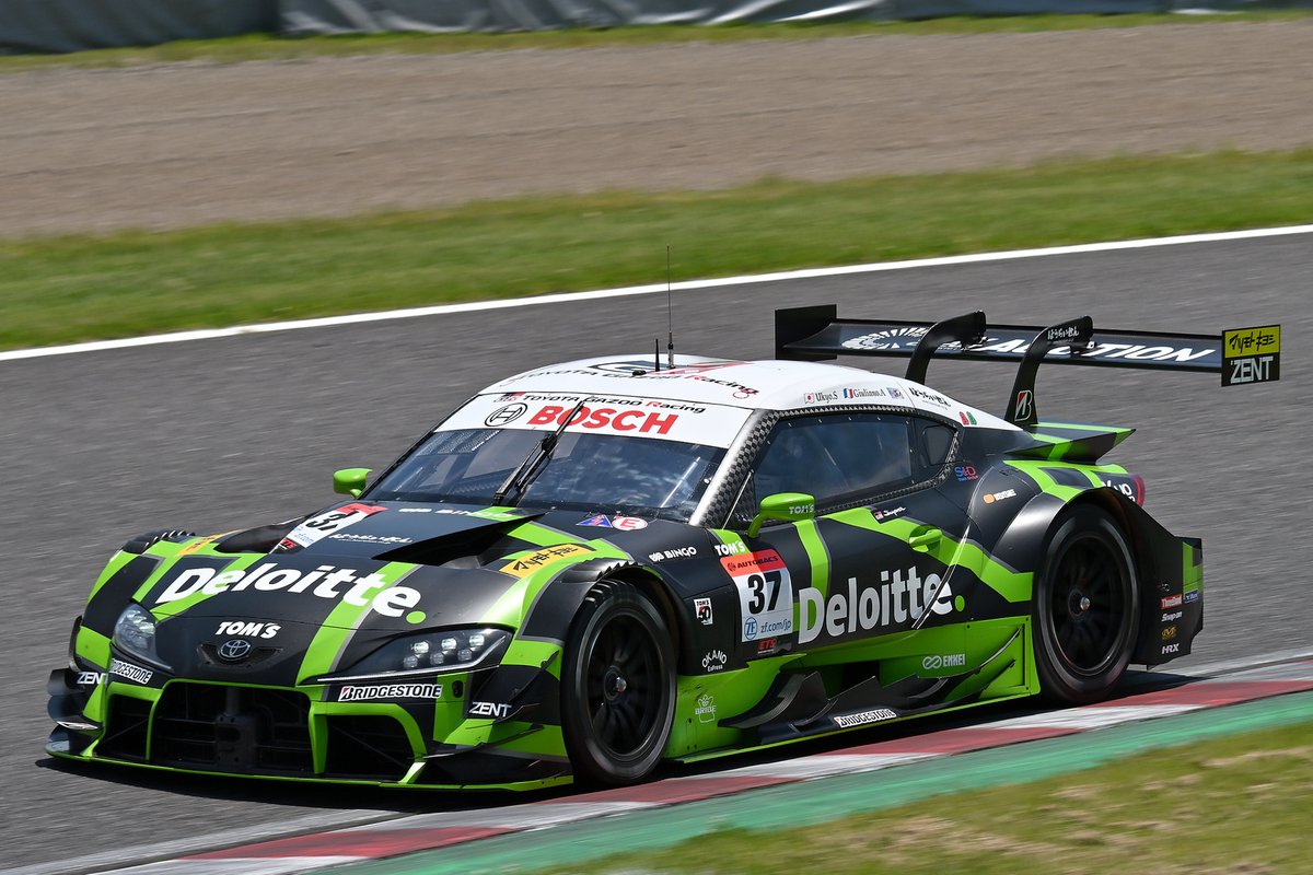 geinou's tweet photo. THE DELOITTE @tomsracing GR SUPRA WINS IN GT500 AT SUGO ‼️

It's an incredible come-from-behind victory for @ukyo_sasahara &amp; @giuliano_alesi, who started from P14 to take both their second victoy of the season as well as second career wins. What an outstanding drive! ㊗️ #SUPERGT https://t.co/U9DAc5d7Ga