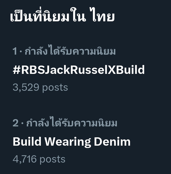 อันดับ 1,2 เทรนไทย
พวกเราเก่งมาก 👍👍

Build Wearing Denim
#RBSJackRusselXBuild