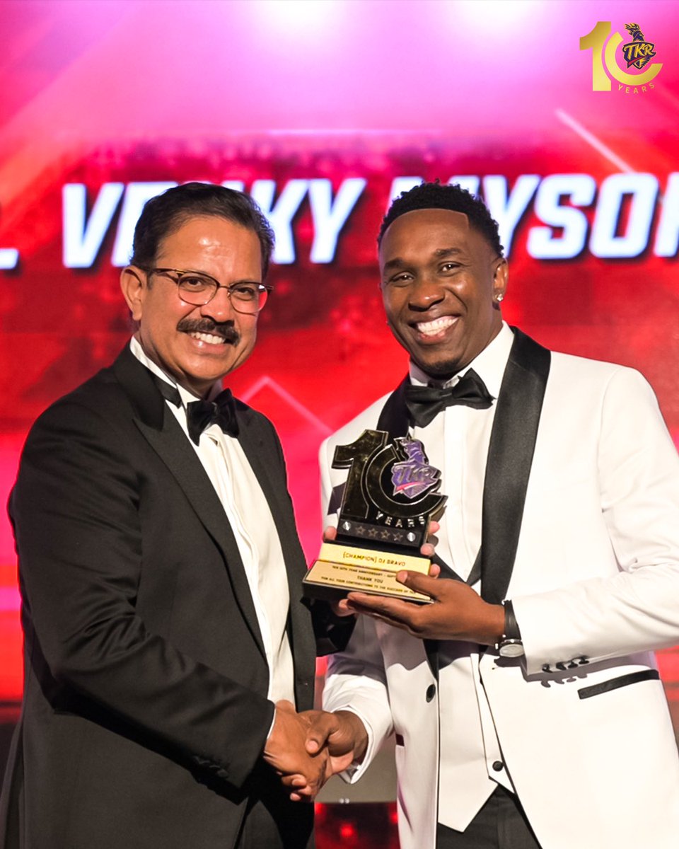 Trinbago Knight Riders (@tkriders) on Twitter photo Celebrated our Sir Champion and his legendary career at the #DecadeOfChampions Gala! ❤👑
You're a hero, DJ! 🇹🇹
<a href="/DJBravo47/">Dwayne DJ Bravo</a> | <a href="/VenkyMysore/">Venky Mysore</a> Celebrated our Sir Champion and his legendary career at the #DecadeOfChampions Gala! ❤👑
You're a hero, DJ! 🇹🇹
<a href="/DJBravo47/">Dwayne DJ Bravo</a> | <a href="/VenkyMysore/">Venky Mysore</a>