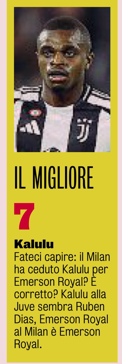 capuanogio's tweet photo. La pagella di #Kalulu sulla #gds per #JuventusNapoli è uno schiaffo al mercato del #Milan https://t.co/EZnwghkC0T