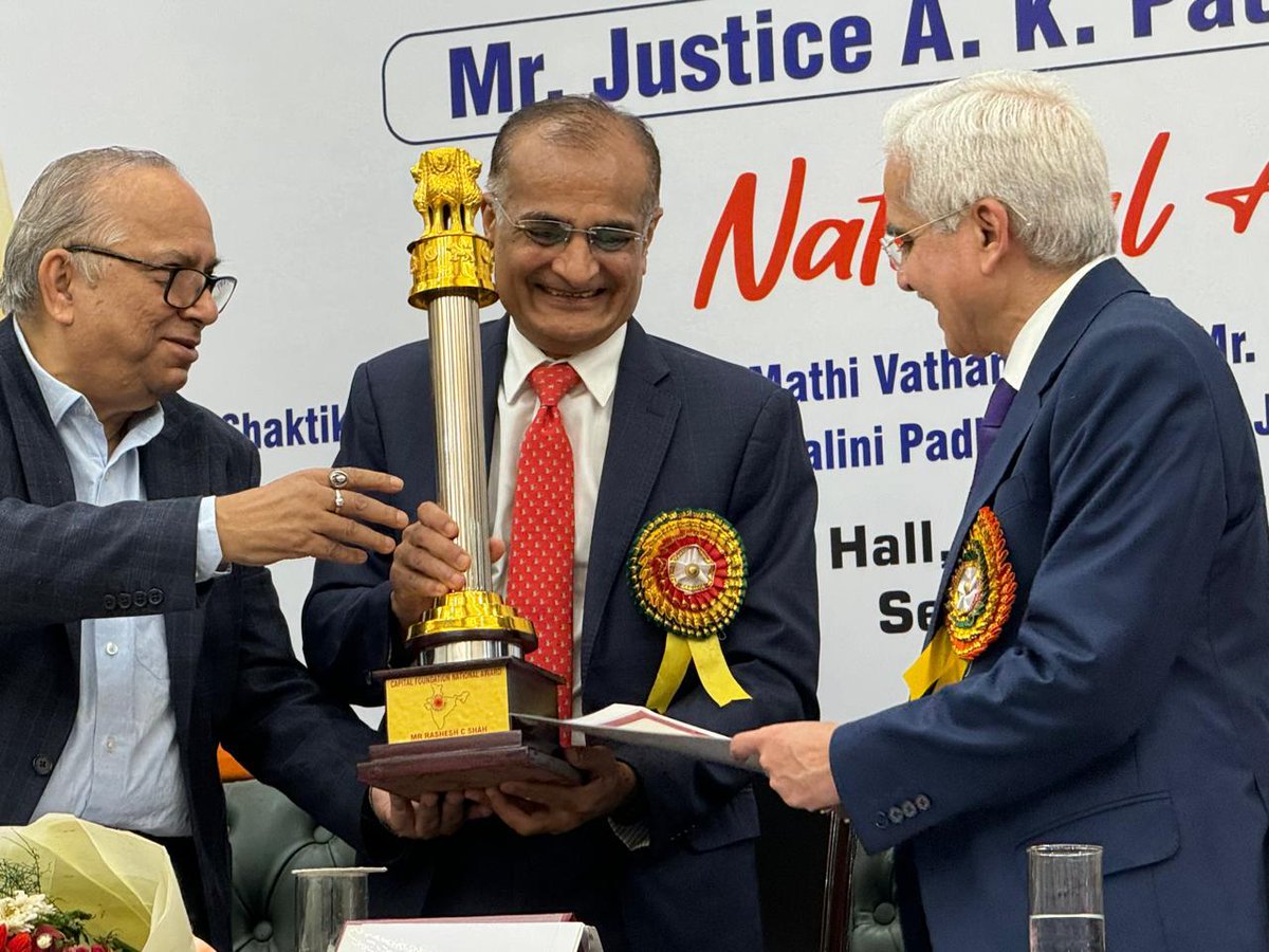 Rashesh Shah (@rasheshshah) on Twitter photo Honored to receive the award for Remarkable Contribution to Financial Management from Shri Shaktikanta Das, Governor of RBI, and Justice Patnaik at the Capital Foundation’s National Award Ceremony. Proud of <a href="/EdelweissFin/">Edelweiss Group</a>’s role in advancing financial management and innovation. Honored to receive the award for Remarkable Contribution to Financial Management from Shri Shaktikanta Das, Governor of RBI, and Justice Patnaik at the Capital Foundation’s National Award Ceremony. Proud of <a href="/EdelweissFin/">Edelweiss Group</a>’s role in advancing financial management and innovation.