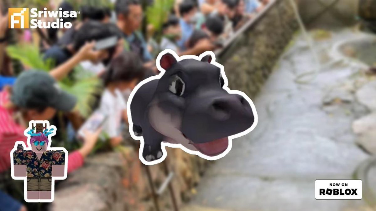 The famous Pygmy Hippopotamus, Moo Deng from Thailand has now entered Roblox!

Buy now for only 75 Robux: roblox.com/catalog/131512…

#MooDeng #PygmyHippo #Roblox #RobloxUGC #RobloxDev #RobloxThailand #Sriwisa #SriwisaGroup #RobloxMetaverse #NFT #NFTThailand