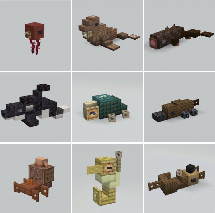 #マイクラ　#マインクラフト　#Minecraft       #建築　#バニラ建築学部　#minecraft建築コミュ　#マイクラ建築　#Minecraftbuilds #Minecraft建築

🌊水中の動物、建築アイデア🌊

🐙タコ/🦷セイウチ/🗻オオサンショウウオ/🐋シャチ/🐢カメ/🦆カモノハシ/🐚ヤドカリ/🐉タツノオトシゴ/🦦ラッコ