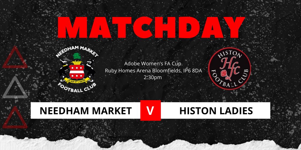 Needham Market Women's FC (@nmfcwomen) on Twitter photo FA CUP DAY π
π Histon
π Ruby Homes Arena Bloomfields
β± 2:30pm
π <a href="/AdobeWFACup/">Adobe Women's FA Cup</a>
ποΈ Β£6 Adults, Β£4 Concessions, Youth Β£2
#NMFCWomen #UpForTheCup FA CUP DAY π
π Histon
π Ruby Homes Arena Bloomfields
β± 2:30pm
π <a href="/AdobeWFACup/">Adobe Women's FA Cup</a>
ποΈ Β£6 Adults, Β£4 Concessions, Youth Β£2
#NMFCWomen #UpForTheCup
