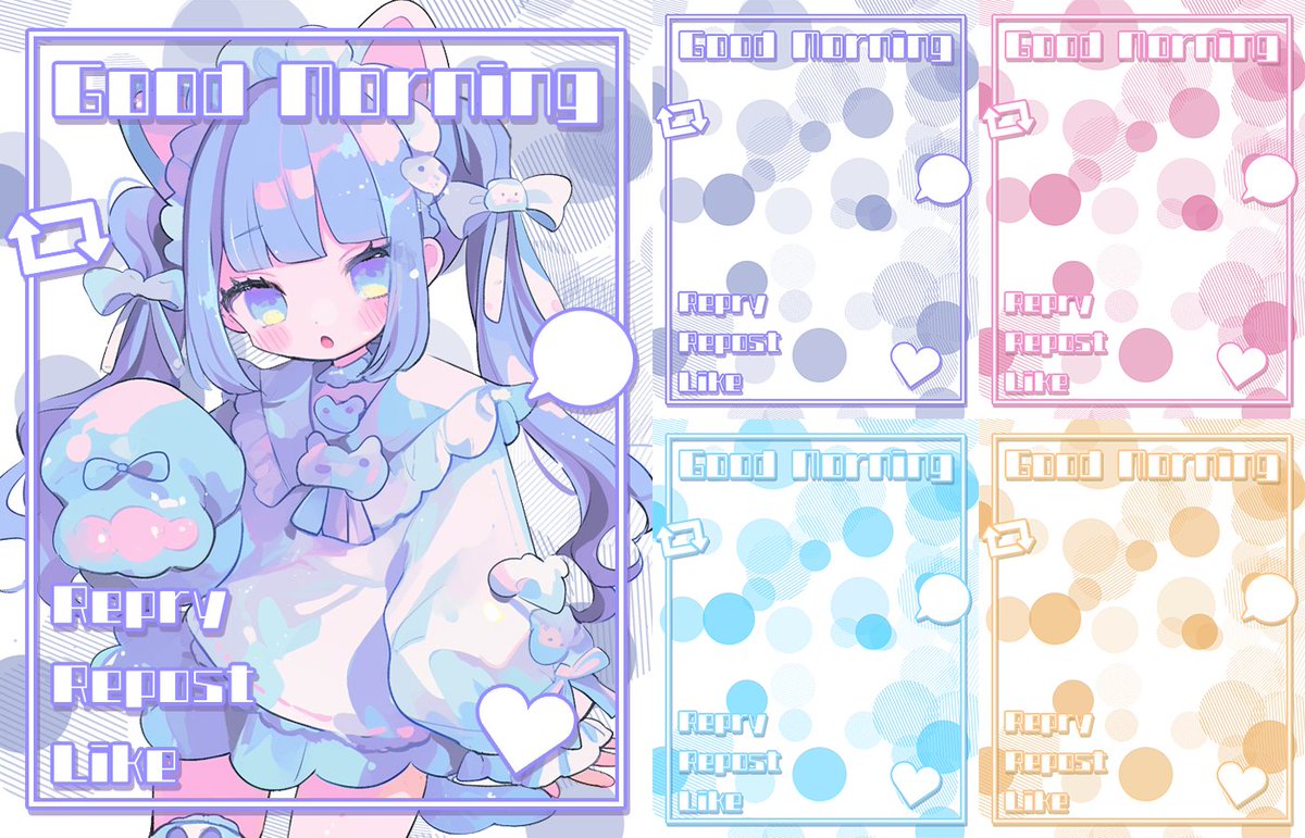 materiale_'s tweet photo. ˗ˏˋ💘本日のフリー素材💘ˎˊ˗

／
　ぽっぷなおはよう素材
＼

▷ いいね❤&amp;RP🔁で使用可能！
▷ 背景＋素材4種DLはツリーへ⇩

#Vtuber素材 #Vtuberフリー素材
#Iriam素材 #おはようVtuber素材
#おやすみVtuber素材 #配信者用

■Booth┋サムネ素材販売中■
https://t.co/34gFX0YnxB https://t.co/WRobUI32uR