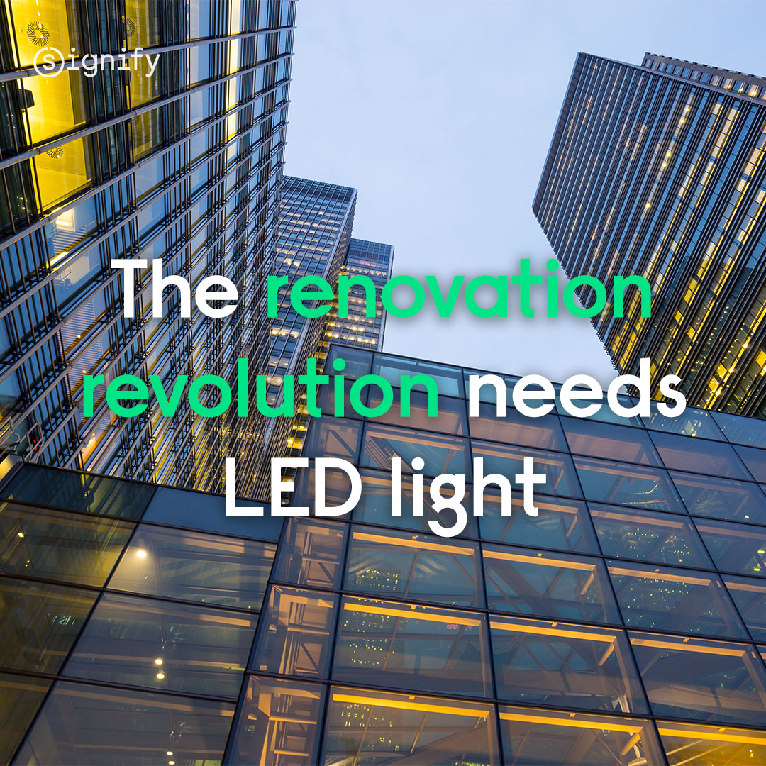 #ConnectedLEDlighting directly affects building energy consumption and is included in the revised EPBD’s energy performance calculation. Learn more about lighting's role in driving the #RenovationRevolution 👉 signify.co/3ZwrEtU

#GreenSwitch
