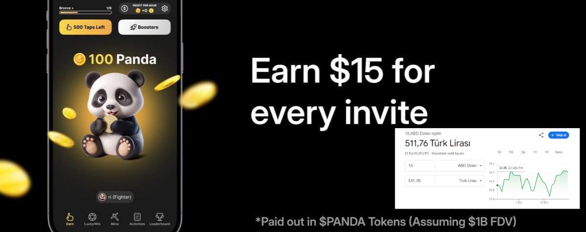 Millet invite başı 1-15$ kazanabileceğimiz <a href="/PandaKombat_io/">Panda Kombat</a> botuna gireceğiz.

Linke girin : t.me/PandaKombat_of…

1 Milyar Dolar FDV ile başlarsa yani Notcoin gibi coinler gibi açılış yaparsa invite başı 500 TL kazandırıyor.

Yorumlarda REF paylaşın yardımlaşın! 

Bu bot