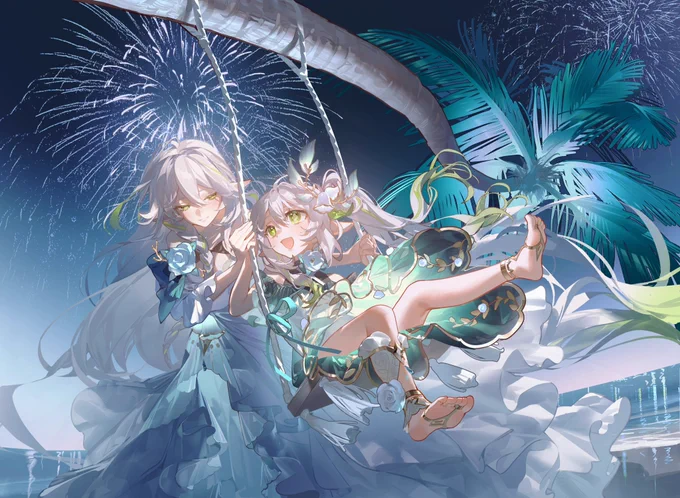 この度はHoYoFairに参加できてとても光栄です…!【Lifeline】のナヒちゃんとデヴァータ様のイラストを担当しました#HoYoFair  #GenshinImpact #FlameFusion 