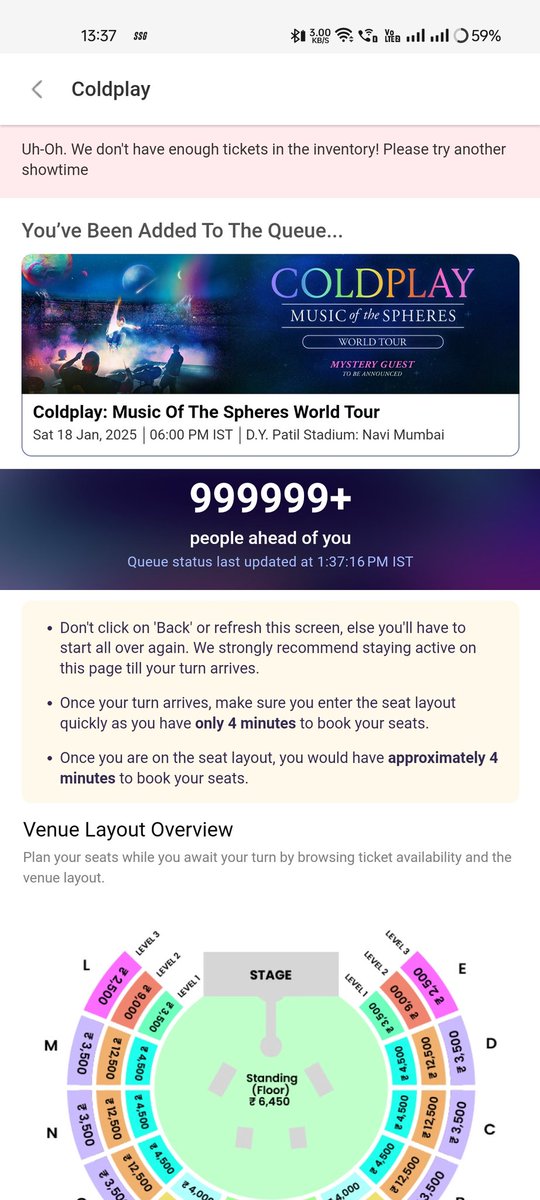 shivansh___'s tweet photo. Too late to join the party, I guess!

#bookmyshow #Coldplay #ColdplayMumbai #chrismartin 

@coldplay @bookmyshow @Bookmyshow_live https://t.co/F0UiQf7FAT