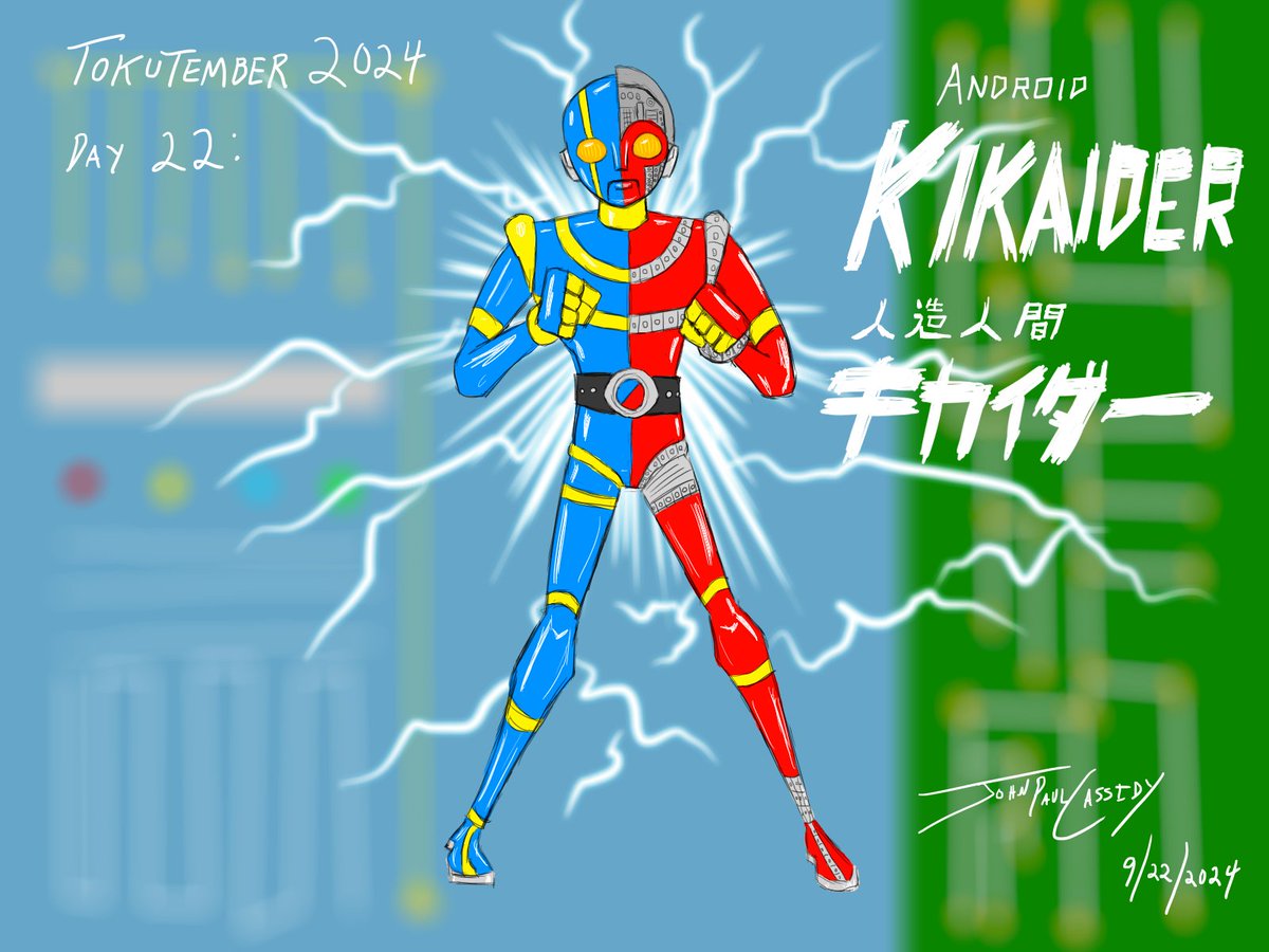 ryuuseipro's tweet photo. Tokutember 2024
Day 22: Considered by many superhero fans to be the best tokusatsu hero of the 1970s! Created by Shotaro Ishinomori and Toru Hirayama, here's the powerful (albeit incomplete) robot of justice, ANDROID KIKAIDER (Toei; 1972)!
#tokutember2024 #tokutember #tokutsatsu https://t.co/0hlMD1aqC3
