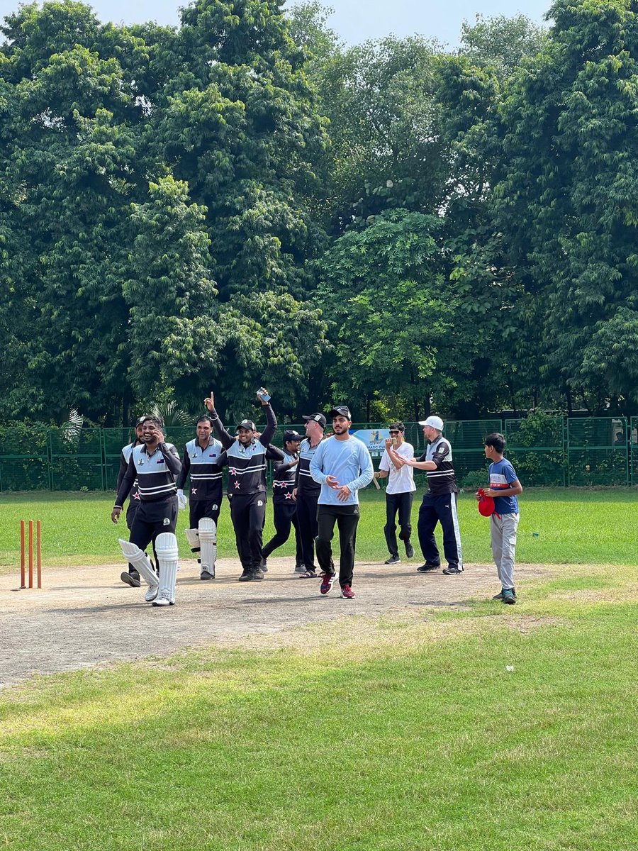 NZinIndia's tweet photo. 🎊🎉Our team is off to a winning start at the Diplomatic Cup cricket tournament! A nailbiter of an opening game vs MEA! 🏏#SuperSunday #cricketnation https://t.co/x1amdVpLOT