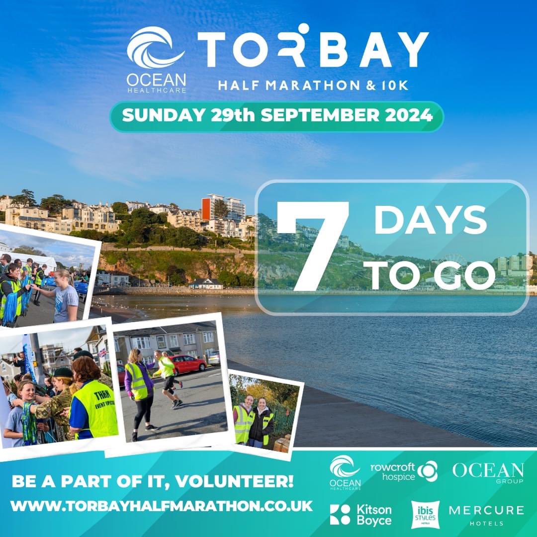 Torbay Half Marathon and 10k (@tqhalfmarathon) on Twitter photo πββοΈ7 DAYS TO GO until the <a href="/OceanHealthUK/">Ocean Healthcare</a> Torbay Half Marathon & 10k!πββοΈ
We canβt wait to see everyone at the starting line! π If you missed out on entering, you can still be part of the action by volunteering to help support the event! π
Just email info@taurusevents.co.uk πββοΈ7 DAYS TO GO until the <a href="/OceanHealthUK/">Ocean Healthcare</a> Torbay Half Marathon & 10k!πββοΈ
We canβt wait to see everyone at the starting line! π If you missed out on entering, you can still be part of the action by volunteering to help support the event! π
Just email info@taurusevents.co.uk