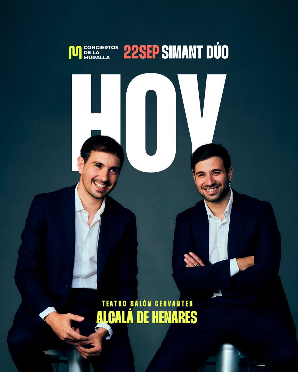 Hoy es el día en el que vamos a poder ver a Simant Duo rompiendo los límites entre los diferentes géneros musicales en un espacio único como es el Teatro Salón Cervantes ✨ Y, además, estarán acompañados de <a href="/BSComplutense_/">Banda Sinfónica Complutense</a> 🙌🏼