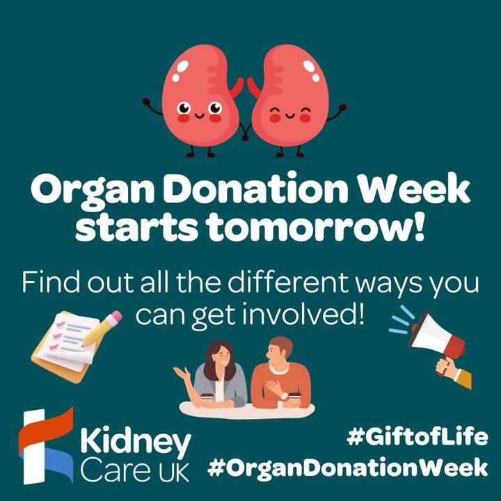 🗓️ 💛 Tomorrow is the start of #OrganDonationWeek, here's how you can get involved:

✅ Learn: kidneycareuk.org/kidney-disease…

✅ Read: kidneycareuk.org/get-support/yo…

✅ Participate: organdonation.nhs.uk/get-involved/n…

✅ Register: organdonation.nhs.uk/register-your-…