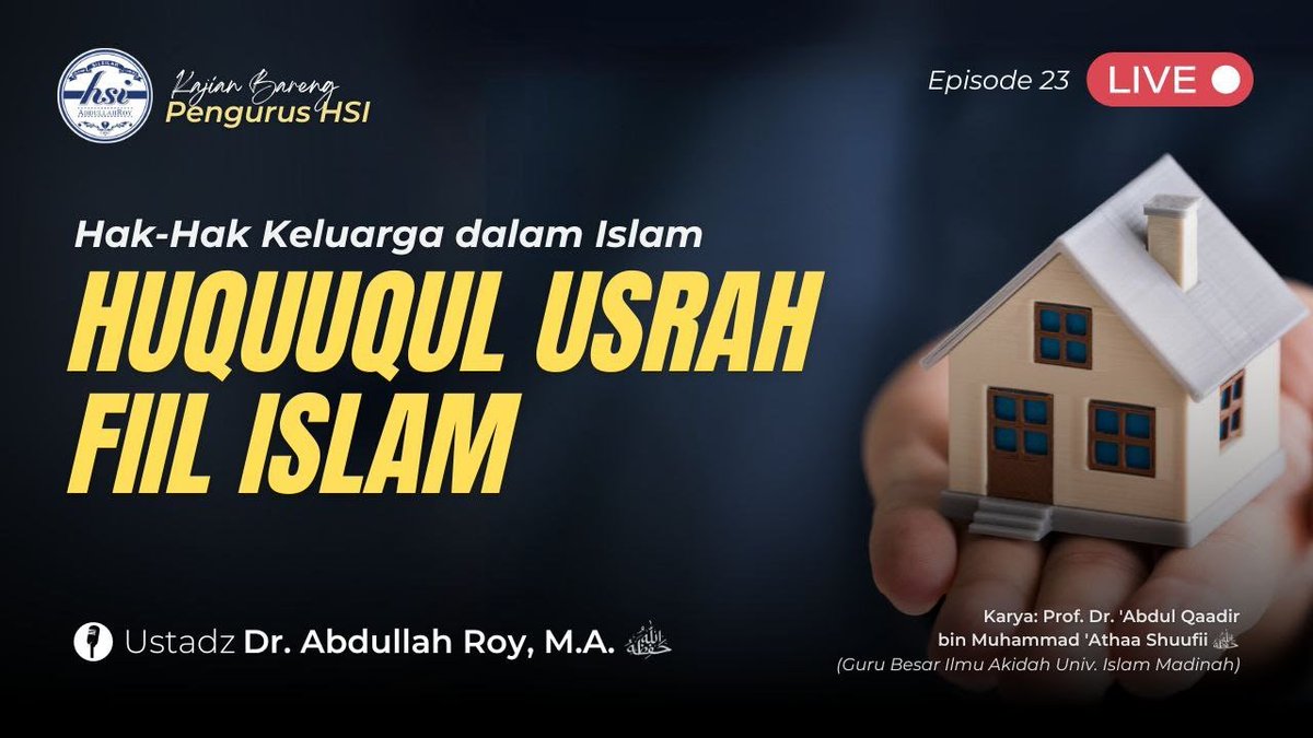 NetizenMengaji's tweet photo. Kitab Huququl Usrah Fiil Islam (Hak-Hak Keluarga Dalam Islam) | Pertemuan 23 - Admin HSI https://t.co/ogo7FAIRTw - HSI Abdullah Roy https://t.co/L0S8mHb35S