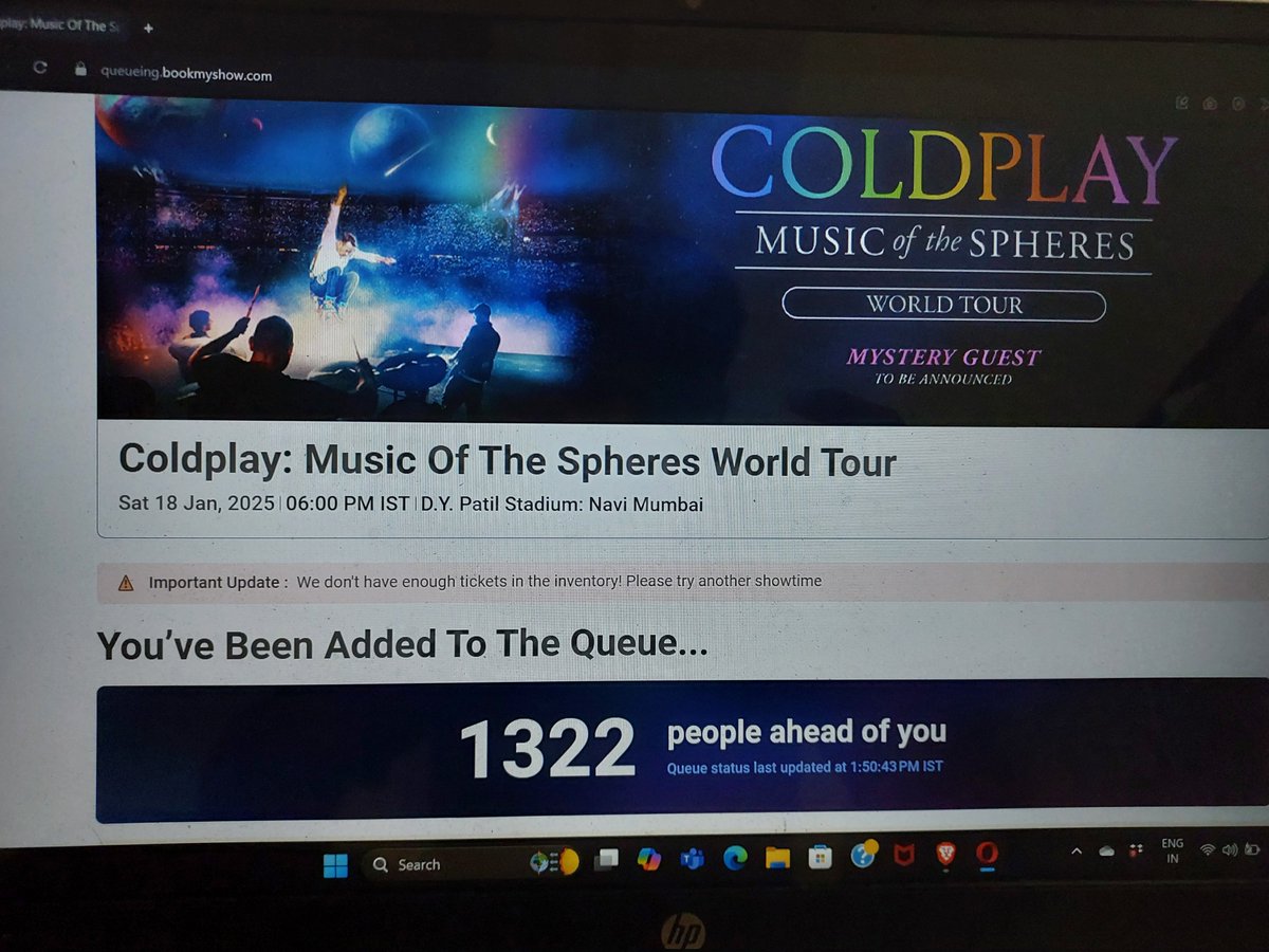 Sheesh... Coldplay tickets sold out
Was almost there
Feels like ipo allotment 🥲
#Coldplay #ColdplayMumbai