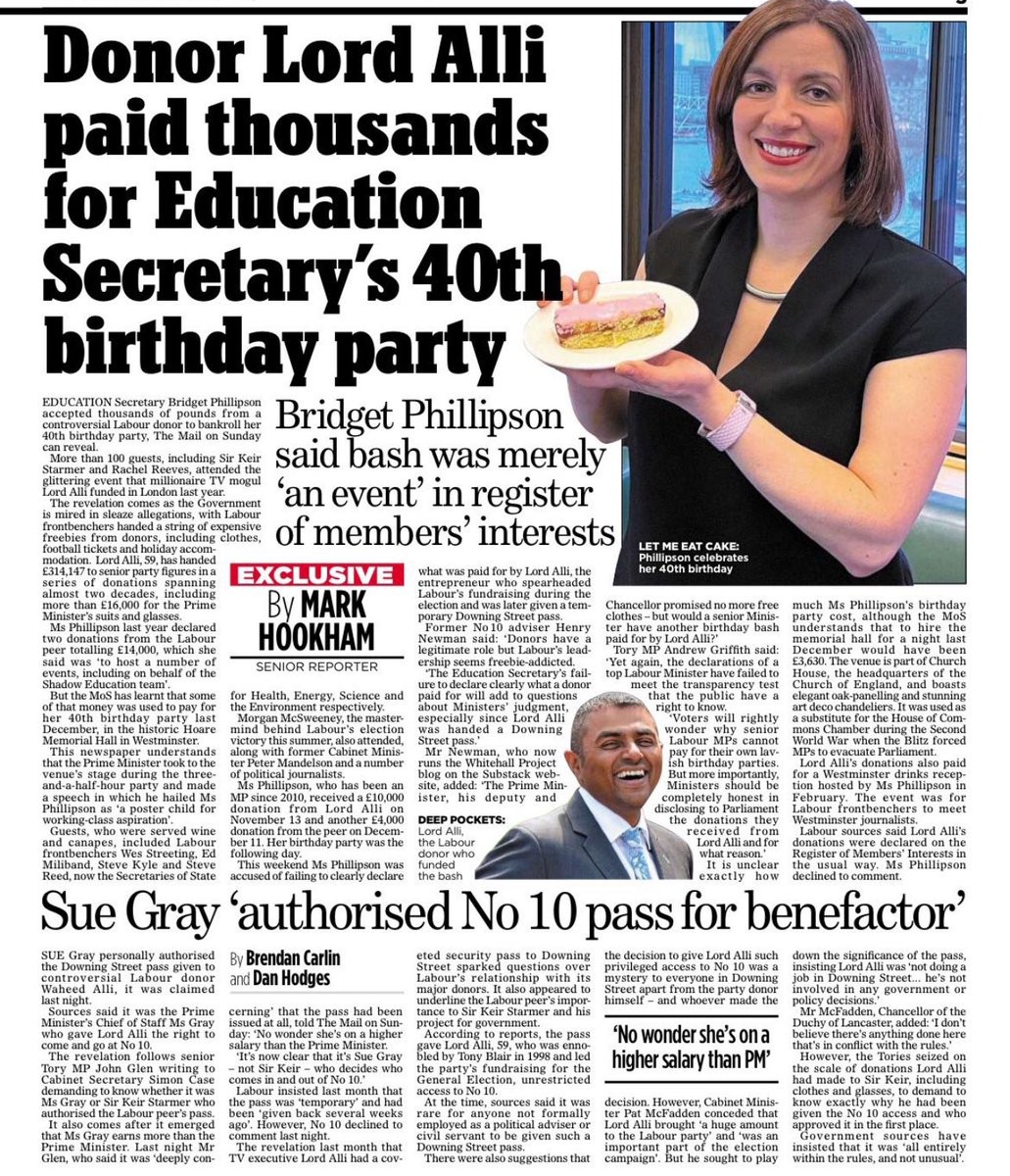 So more bungs have been disclosed today this time Bridget Phillipson.
What is Lord Alli getting in return for all this money?
#LabourConference24