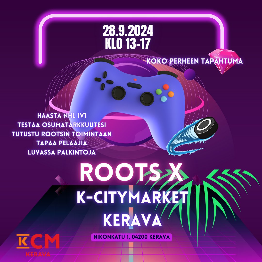 Meillä on tänään 5v synttärit! 🥳

Juhlistetaan tätä matkaa pitkäaikaisimman kumppanimme K-Citymarket Keravan kanssa 😍
Aulatapahtuma la 28.9. klo 13-17 Keravan cittarilla. Nähdään Keravalla! 💚 #Rooting4Roots #esportsfi