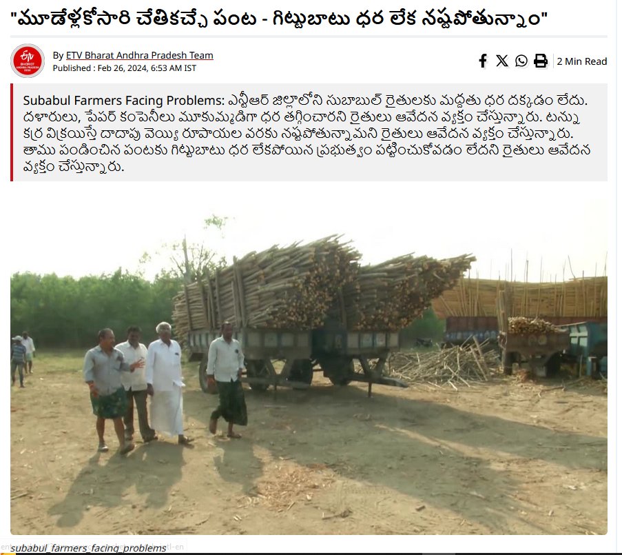 eclector1419857's tweet image. Sep 2024                                            Feb 2024
కొరత                                                గిట్టుబాటు ధర లేదు 

#Subabul #కృష్ణాజిల్లా #PaperIndustry problems

CC : @naralokesh garu