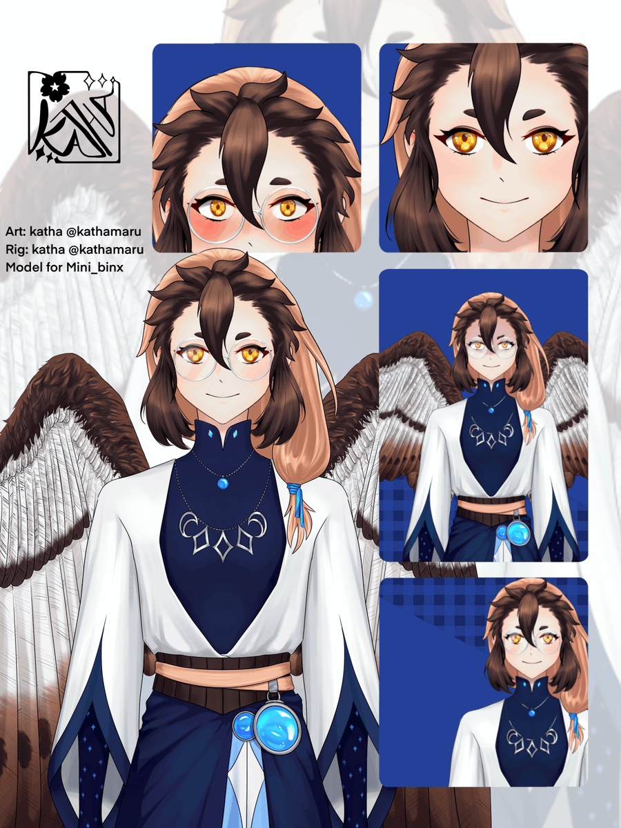 Showcasing one of my more ambitious and most recently completed commission finally! Behold my newest vtuber child, Binx, in all their winged glory!!
#VGenComm #Live2dCommissions