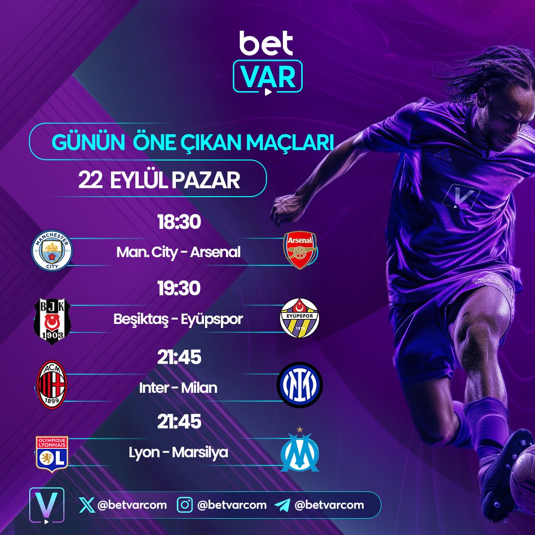 👑 Günün heyecan verici maçlarına bahsini al, kazanmaya başla!

🌩 Çarpıcı karşılaşmaların kazananı sen ol!

⬆️ #BetVar 'a gel en yüksek oranlarla bahsini yap, anında çekim ver!

✔️Kazancın Tek Adresi #BetVar

📱Kazanmak İçin Hemen Tıkla ; t2m.io/betvargiris