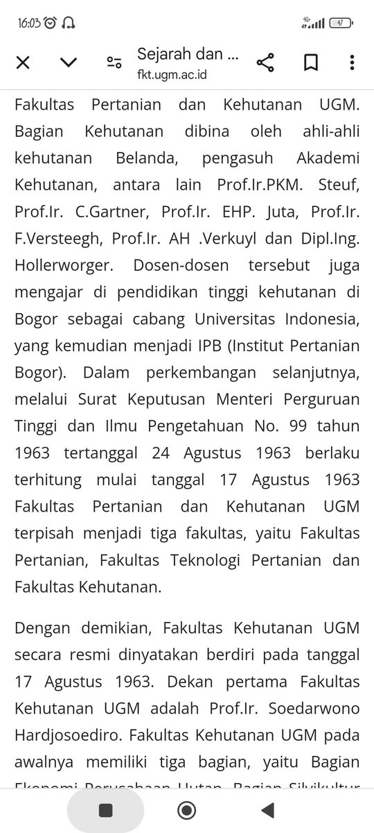 ArL199630's tweet photo. @DokterTifa Dari website UGM resmi berdiri fakultas kehutanan thn 1963 🧐 https://t.co/ckHwjPvIS9