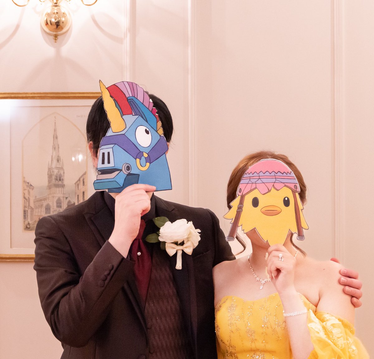 rauda_shion's tweet photo. 昨日アナコンと結婚1年で結婚式挙げました🐥🦄
前撮り、プロフィールブック、ウェルカムスペースにもラマブロコッコ載せた🫶

面に使ってるイラストはわんたんさん作
改めてありがとうございます✨️ https://t.co/or59ghU0Me