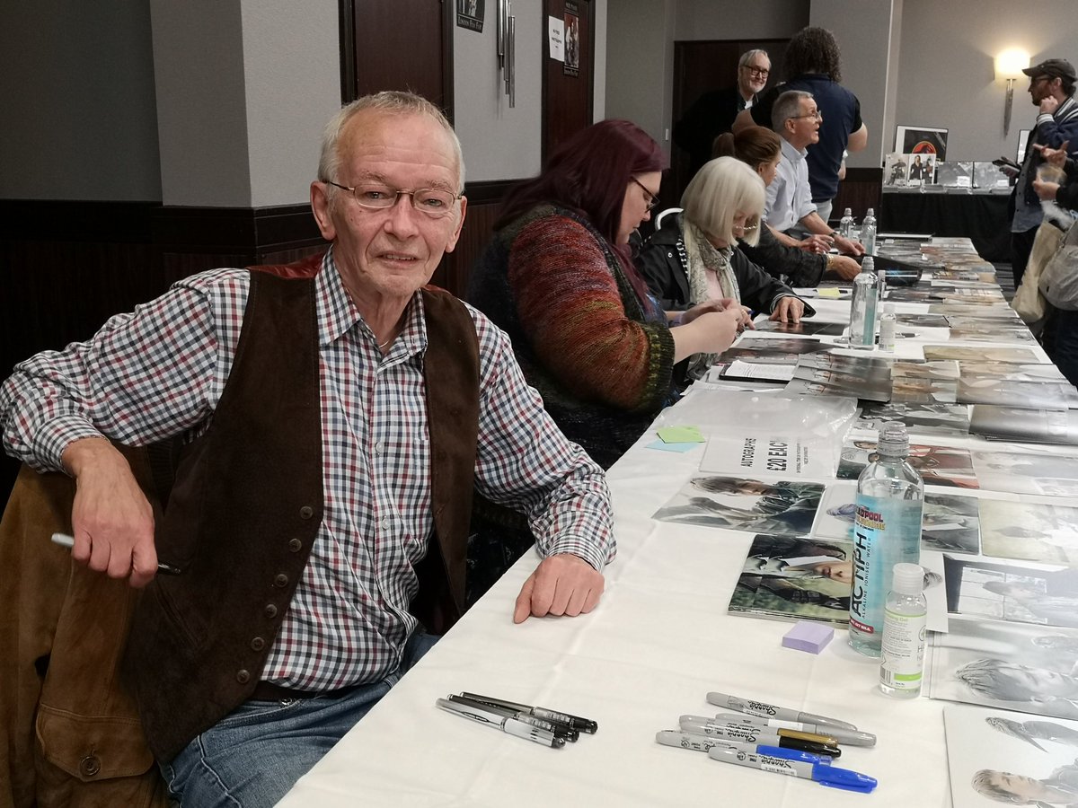 Ready to meet fans at  <a href="/Showmasters/">Showmasters</a> #LondonFilmFair. At the table with #LucindaCurtis #ChristopherRyan and <a href="/NigelPlaner1/">Nigel Planer</a>. #Kes #TheYoungOnes