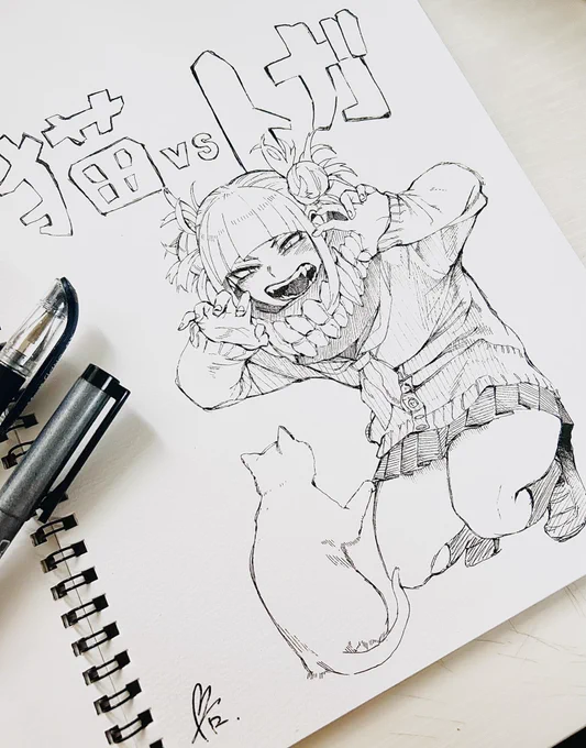 トガと猫🥰
#一発描き #ヒロアカ #トガヒミコ 