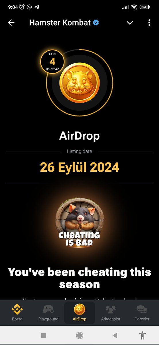 Handibeytips's tweet photo. Böyle bir saçmalık yok. 111 gün her girdim. Bir sürü zaman harcadım. Adamlar kafasına göre aldatma vermiş. Ne yapmışız anlamadım. 
Hiç bir airdrop projesine katılmıyorum bundan sonra. Adamlar bizim sayemizde zengin oldular...
#HamsterKombat https://t.co/0TF2kArjub