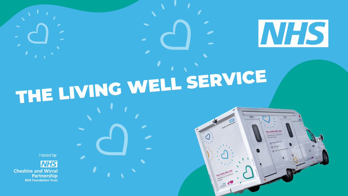 NHSCandM's tweet photo. The Living Well Service will be in Warrington, Sefton and Wirral tomorrow (23 September). It’s here to support you with all routine UK immunisations, physical health checks, and your mental wellbeing. Find out more here: https://t.co/OoAdWkNrWT https://t.co/C7wHIG9kUf