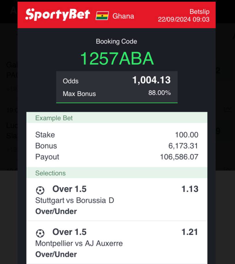 Teams to play over 1.5 from 22nd 28th on sportybet…don’t forget to edit and flex 

1257ABA   1K ODDS (Kickoff @ 2pm)

50 cedis will be given to the first 90 reposts when paid

Repost for someone and check comment for my confirm edit