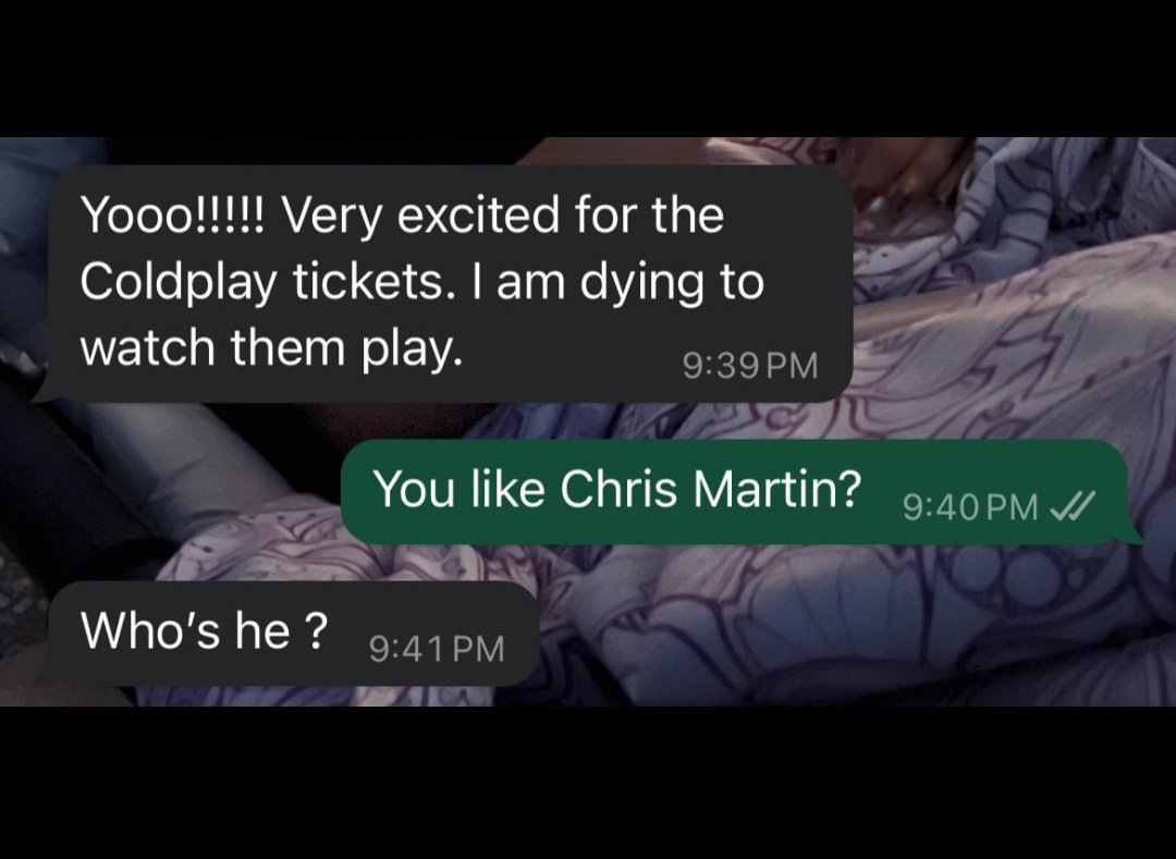 JenishS53845773's tweet photo. Crazy coldplay fans. https://t.co/AIAXxm8Wm7