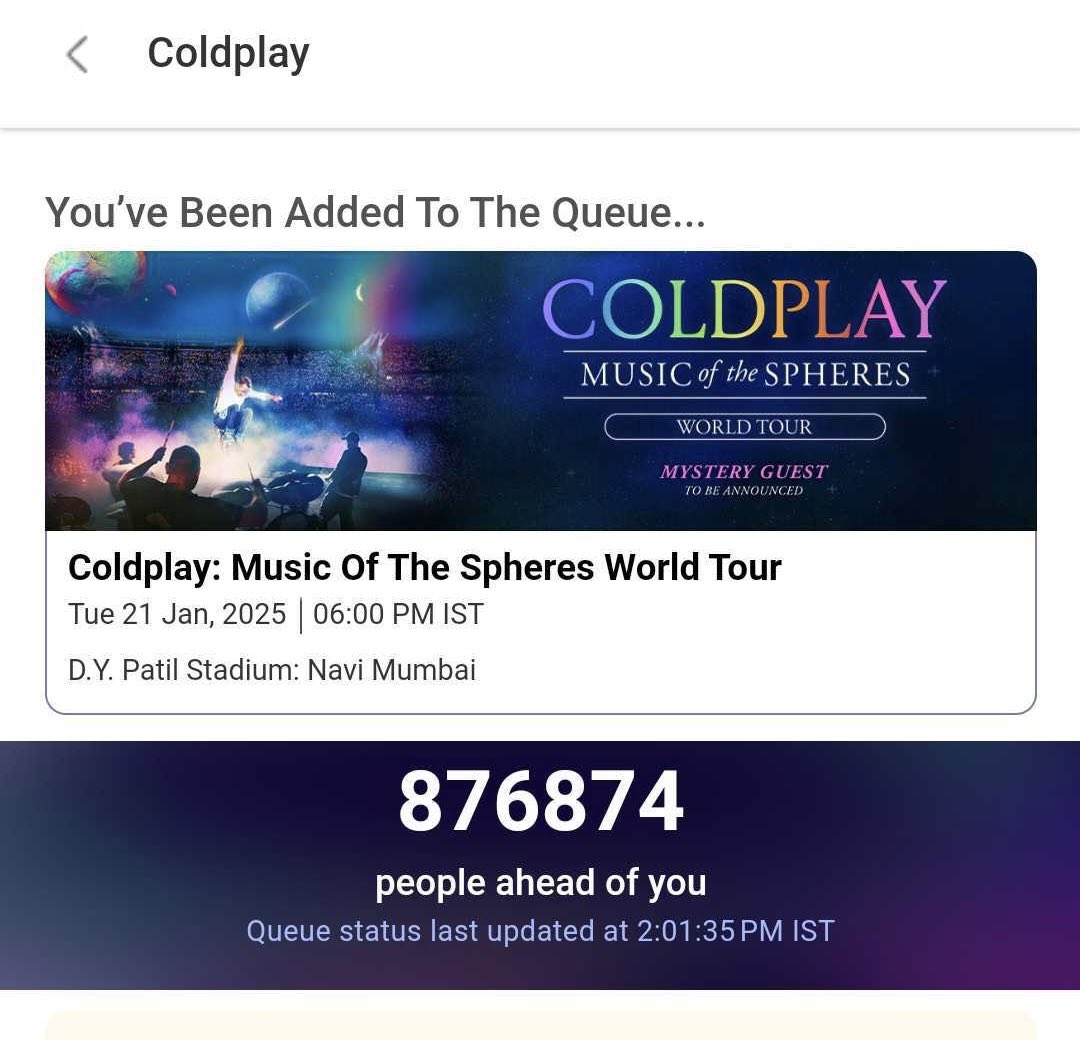 IN2_Nutrition's tweet photo. Queue Number higher than the grand total of my IN2 nutrition wish-list 😭😭😭😭 💪🏽 #ColdplayIndia #ColdplayMumbai #Coldplay https://t.co/HRM2mb8fAg