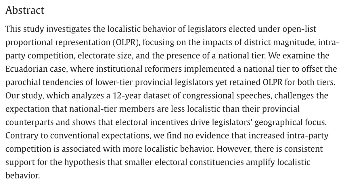 pvkastner's tweet photo. 📢🧵 Excited to share our latest @ElectoralStdies  research paper! Eduardo Alemán @svallejovera and I explore how OLPR electoral systems impact legislators’ focus on local issues vs. national concerns.
https://t.co/yU4GwDciGA

@UHPoliticalSci @Politics_Oxford 👇👇👇 https://t.co/2HUDQ6wTnX
