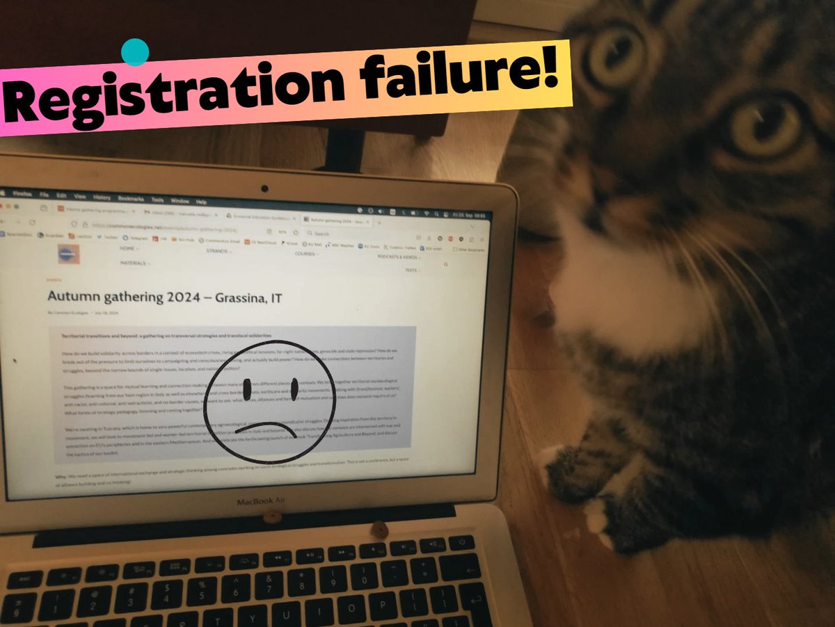 Our website had a technical error and we lost some registrations for our Autumn Gathering😵😬

Please sign up again here if you didn't get a confirmation email! commonecologies.net/events/autumn-…
