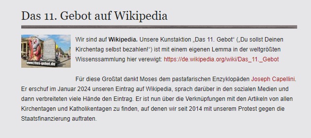 Ihr seid enzyklopädisiert! <a href="/kirchentag_de/">Dt. Ev. Kirchentag</a> @katholikentag 

Mehr erfahrt Ihr beim <a href="/11tesGebotDE/">Moses</a>
▶️ 11tes-gebot.de/node/281