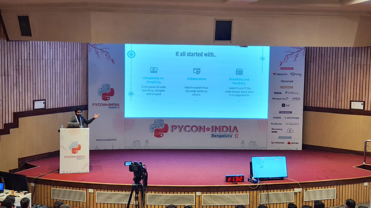 pyconindia's tweet photo. The talk for Track 2 "From Code to Craft: Software Engineering Principles for Python Programmers" by @anujmenta has started.

#PyConIndia2024 #Bengaluru #PyConIndiaTurns15 https://t.co/2cb83sMVMg