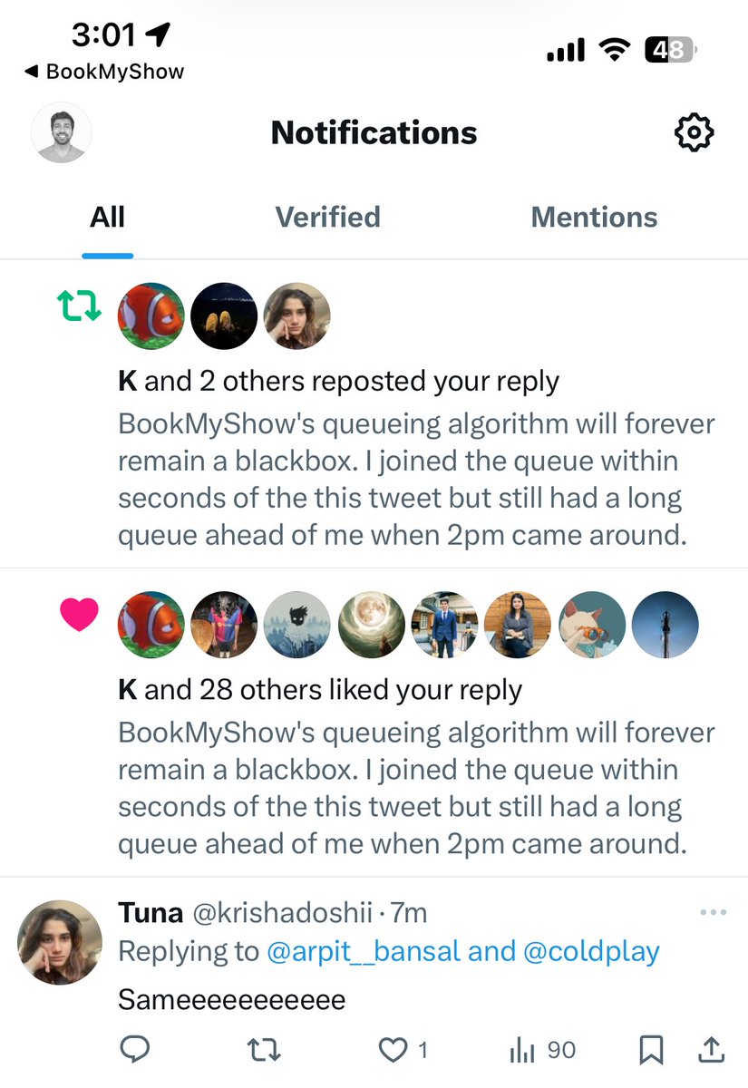 Didn’t get the ⁦<a href="/coldplay/">Coldplay</a>⁩ tickets but atleast there’s engagement on my complaints 🫡
