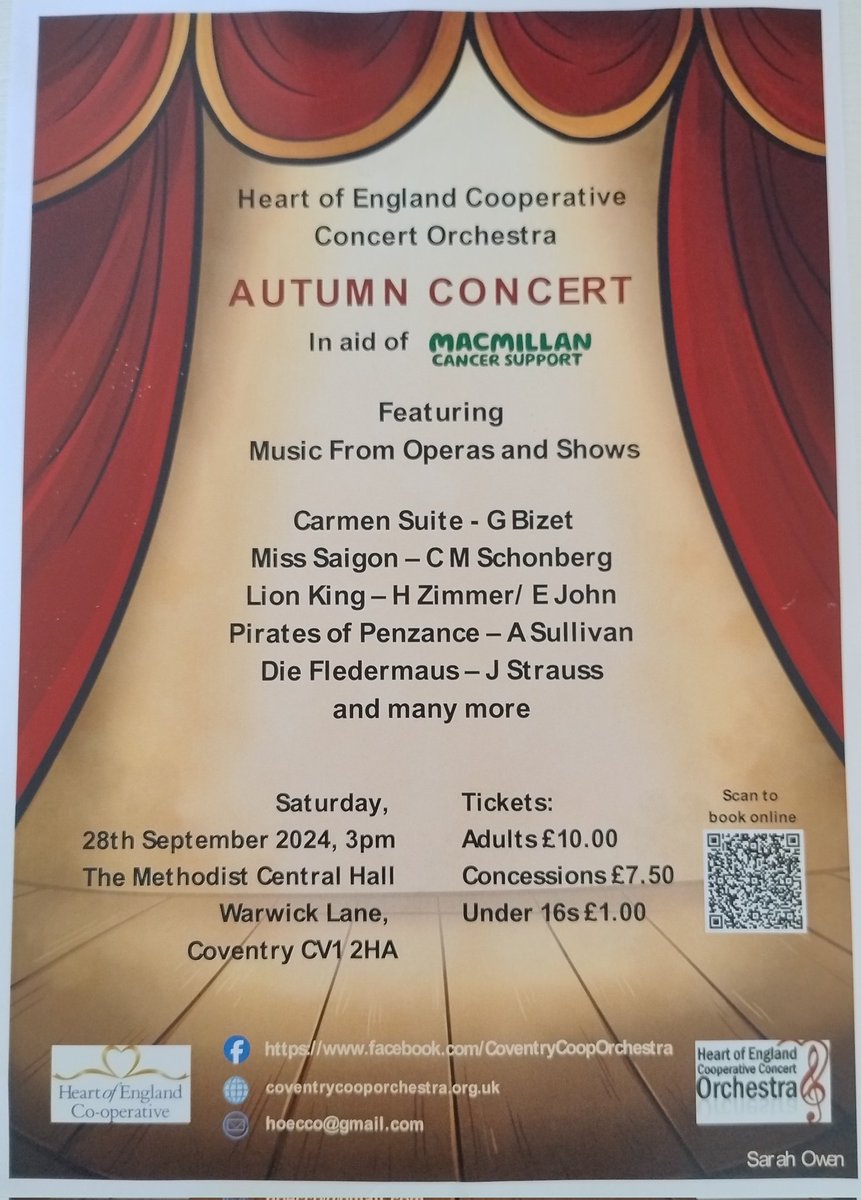 What's coming up in #Coventry? The Autumn Concert by the <a href="/hoecco/">CovCo-OpOrch</a> is a highlight of the year! 

This year supporting a good cause in <a href="/macmillancancer/">Macmillan Cancer Support</a>. Tickets can be bought online or on the day. 🎟️ Refreshments will be available ☕🍪

There will also be a raffle drawn on the day!