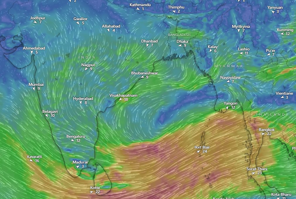 IndiaWeather13's tweet photo. #1

Two upper air circulations are present in the Bay of Bengal and Myanmar, along with an east-west trough extending from Andhra to Myanmar. These systems will move west-northwestward, with the one in the central Bay likely intensifying into a low-pressure area. This will initially trigger heavy thunderstorms across South Peninsular India and parts of Central India.

#WeatherUpdate #BayOfBengal #IndiaRains #Thunderstorms #LowPressure #SouthIndiaRains #CentralIndia #Monsoon2024