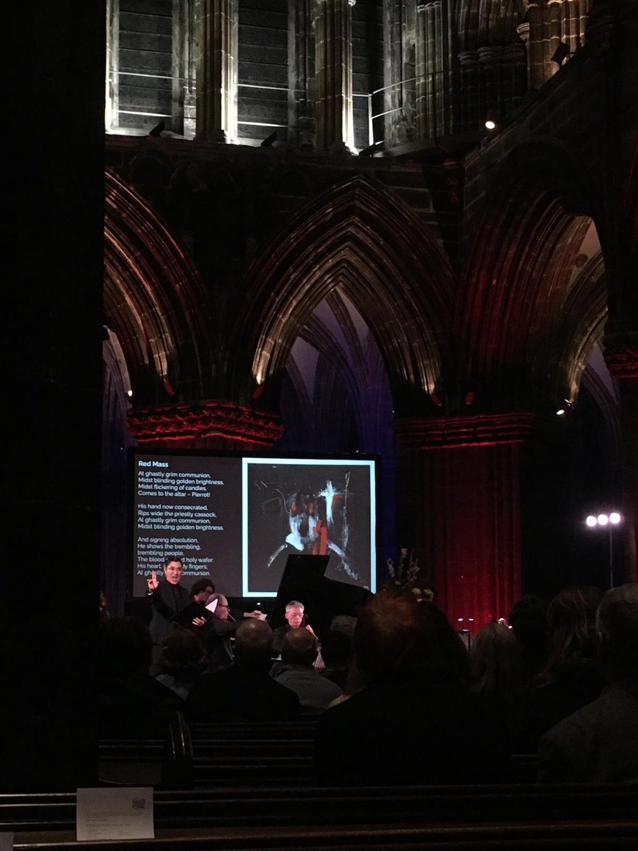 Thrilling Pierrot performance last night with <a href="/HEB_Ensemble/">Hebrides Ensemble</a> , with artwork by <a href="/KirstyM_Art/">Kirsty Matheson Art</a>  and a companion piece by <a href="/EPerivolaris/">Electra Perivolaris</a> . 🌕✨
Thank you <a href="/CathedralFest/">Glasgow Cathedral Festival</a> for hosting us!