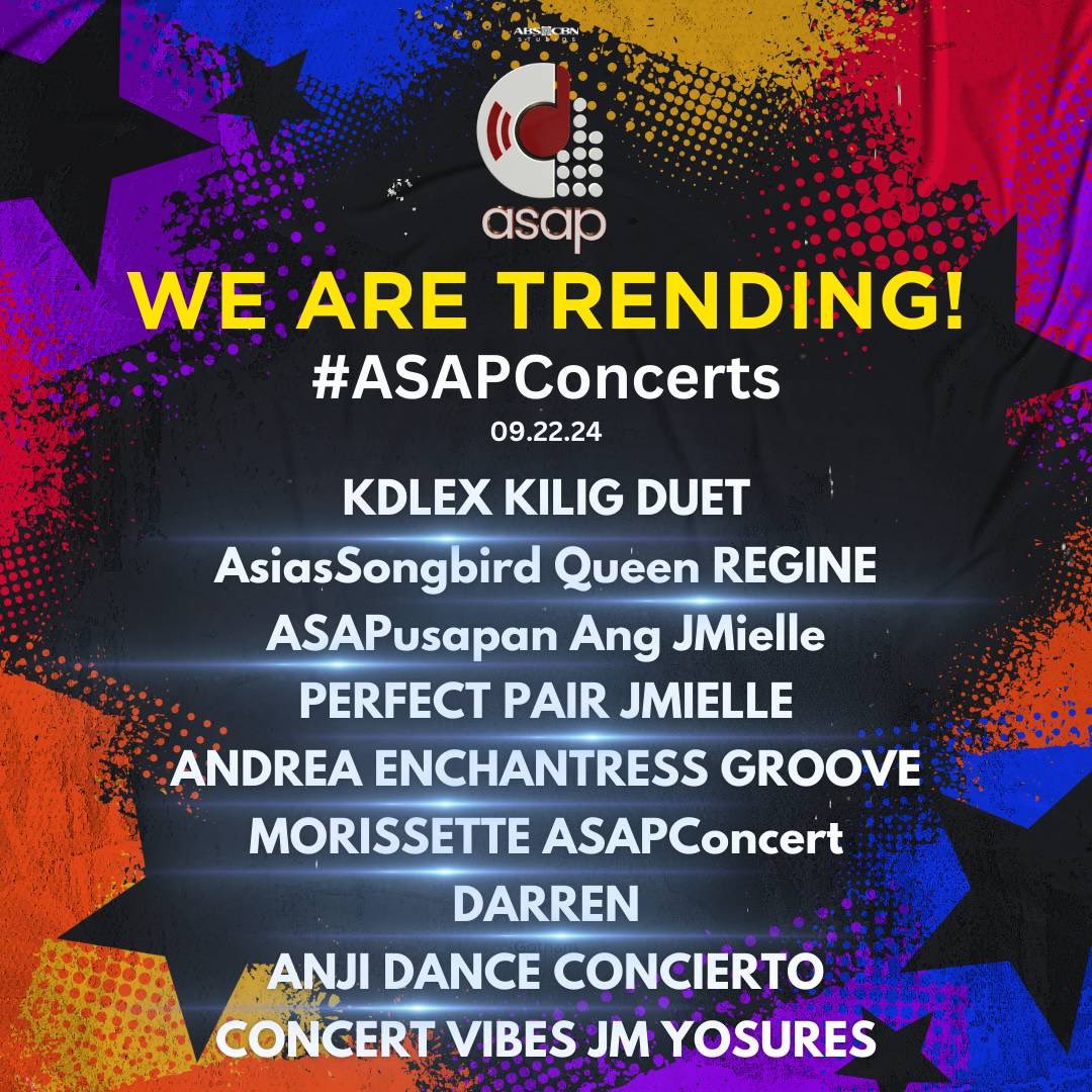 ASAPOfficial's tweet photo. WE ARE TRENDING! ✨ Maraming salamat mga Kapamilya! 🎉💖 #ASAPConcerts https://t.co/eNYzpOvaVI