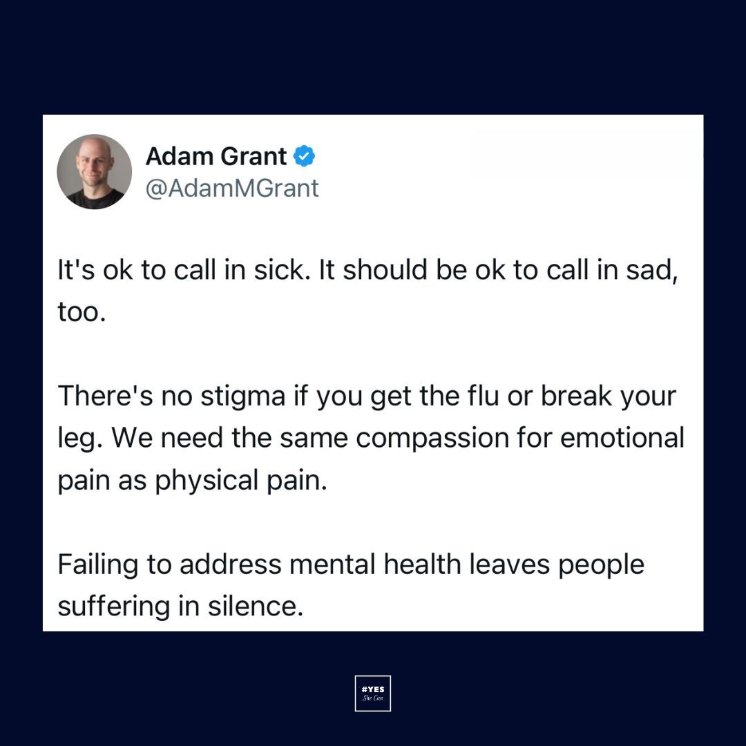 The aim for all organisations should be that ZERO stigma is attached to speaking up about your mental health, especially when we need a break from work (much like calling in with the flu). 🧠👏🏼
