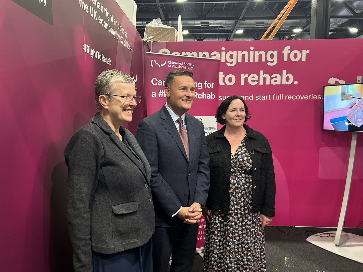 Brilliant to see <a href="/wesstreeting/">Wes Streeting</a> visiting <a href="/thecsp/">Chartered Society of Physiotherapy (CSP)</a> #RightToRehab campaign at #LabourConference2024