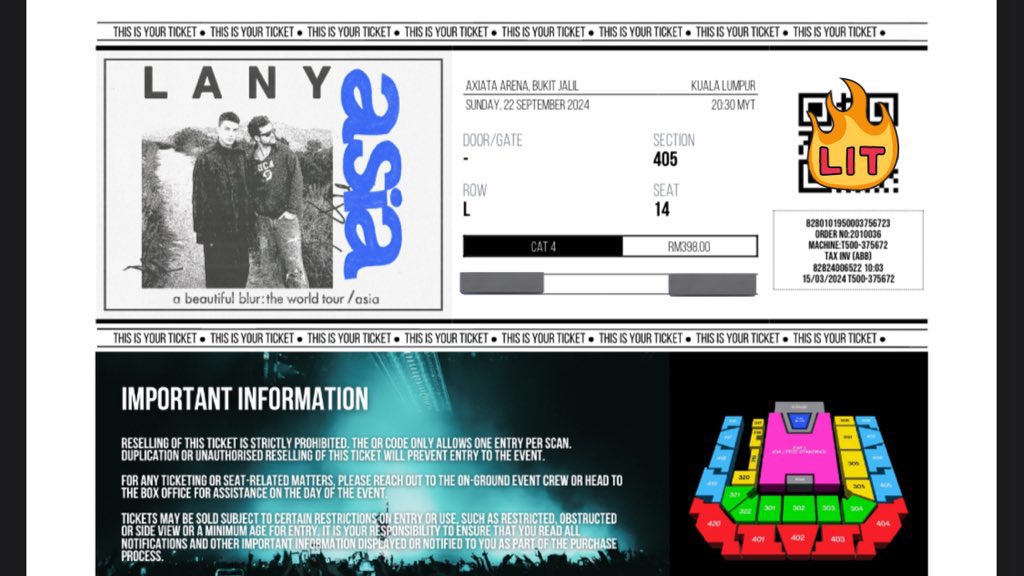 WooYikSoh_'s tweet photo. WTS LANY a beautiful blur IN KUALA LUMPUR!!

Ticket Available 
1x CAT 4 (Section 405, Row L, Seat 14)

Normal price: RM410.50 
Price To Let Go: RM300 

Reason to letgo: ada hal urgent last minutes kena cancel 😭

DM if interested

#LANY #LANYabeautifulblurKL #LANYKL https://t.co/pfchepJ9Eo