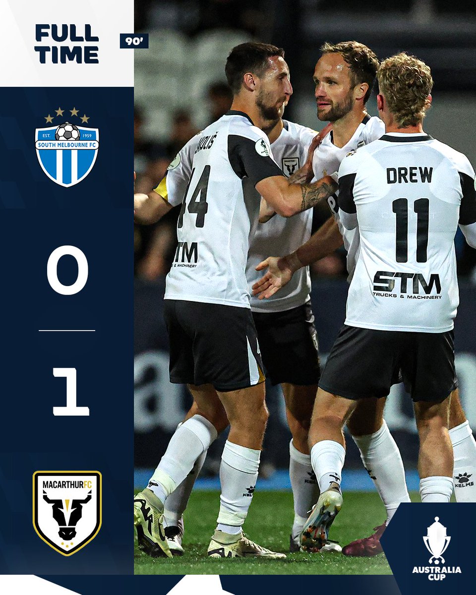 aleaguemen's tweet photo. . @mfcbulls ARE THROUGH TO THE AUSTRALIA CUP FINAL 👏🏆

Valere Germain's late penalty sets up a showdown against @gomvfc for the first trophy of the season!

#SMBvMAC #MagicOfTheCup https://t.co/w20BQUXz3f