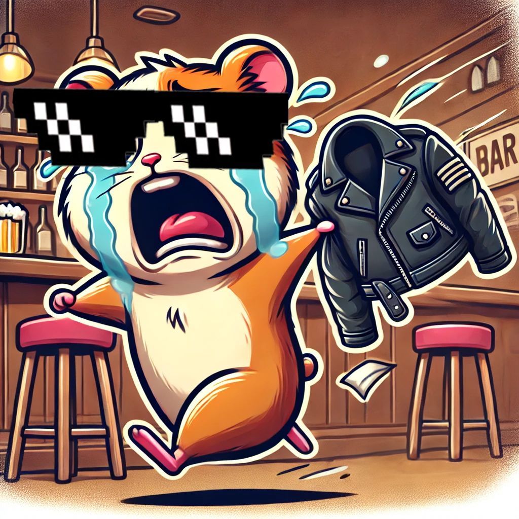 🐹💔 HODLHamster is still so confused... Bit by bit, he starts thinking that SBF might have brainwashed him. Now he's left holding all these worthless FTX scam coins. 😭

He tosses his leather jacket aside and sprints into the next pub, tears streaming down his face. 💨🍻